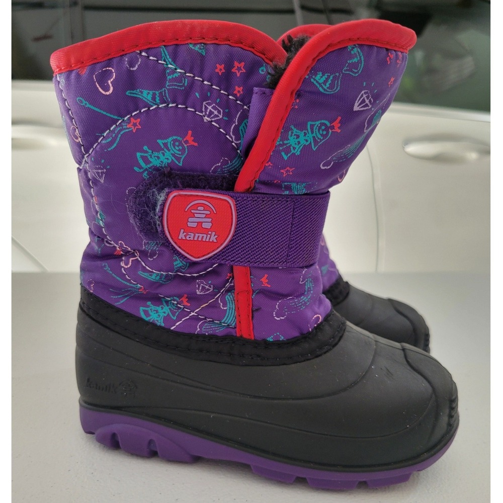 Kamik Toddler Girls Purple Unicorn Rainbow Winter Snow Boots Size 9 Waterproof